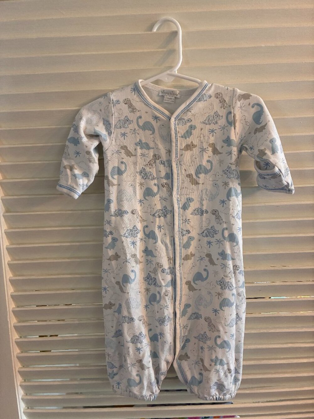 Kissy Kissy Boys Dinosaur Pima Cotton Convertible Gown Playsuit Size Small 0-3m